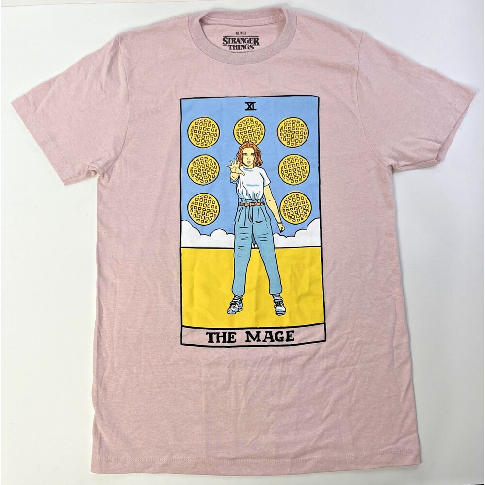Stranger Things Shirt Mens Small Pink The Mage Eleven Tarot Graphic Netflix